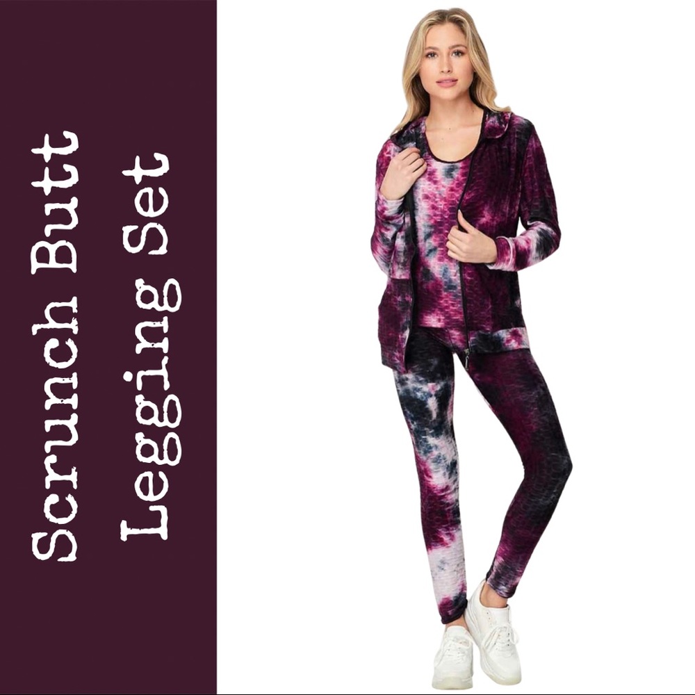Groovy Textured Scrunch Butt Tie Dye Legging Set